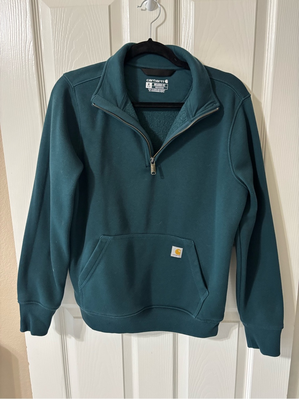 Carhartt Women’s Teal Green Quarter-Zip Fleece Sweatshirt